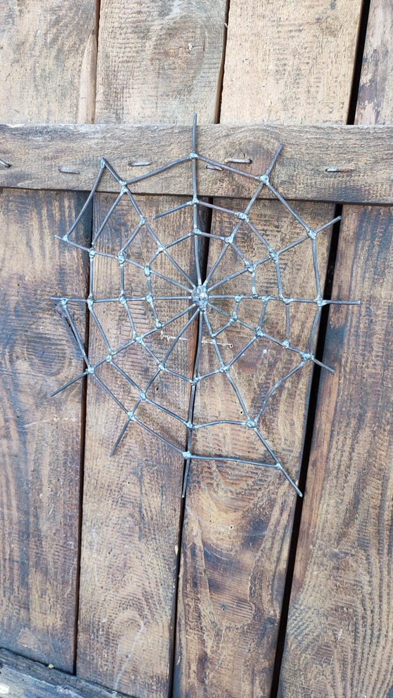 Forged Steel Spiderweb, Halloween Wall Decor (19.68")