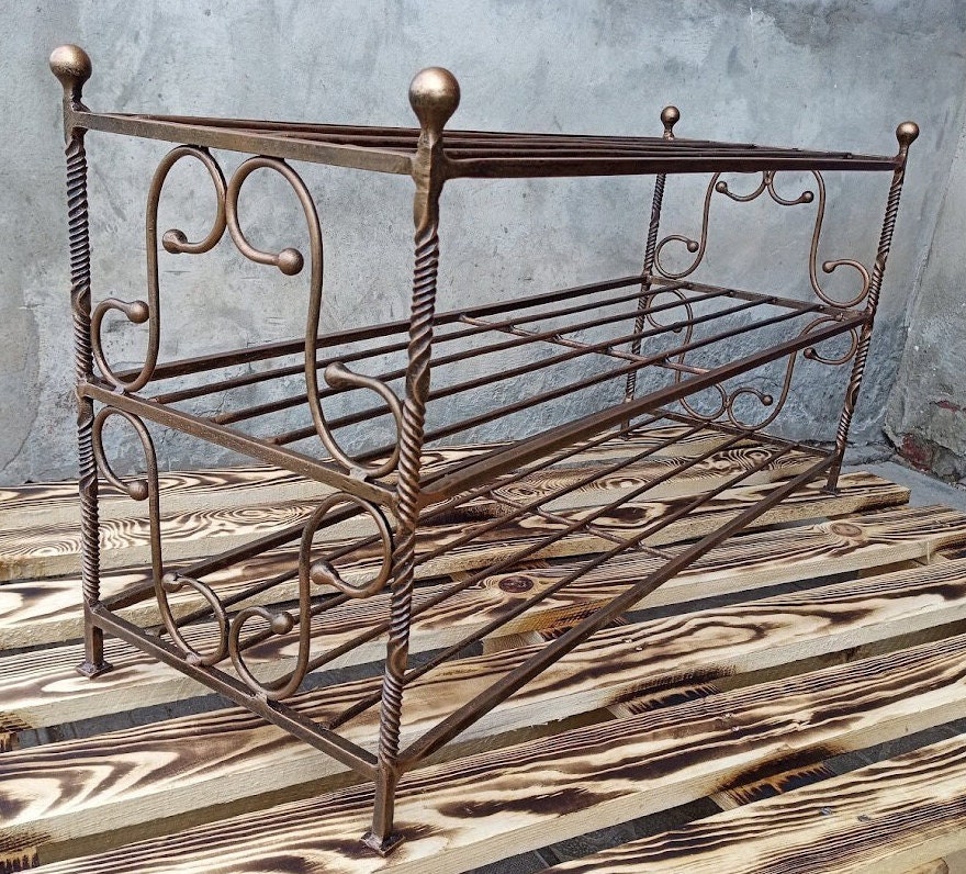 Forged Metal Shoe Rack – Handmade Wrought Iron Shoe Stand With