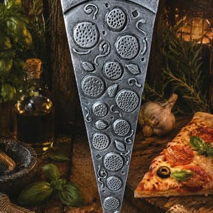 Handgeschmiedeter Türgriff in Form einer Pizzascheibe, Metallbeschläge für Pizzerien, Geschenk für Feinschmecker