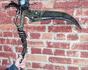 Hand Forged Grim Reaper Scythe – Gothic Metal Wall Hook, Dark Fantasy Decor