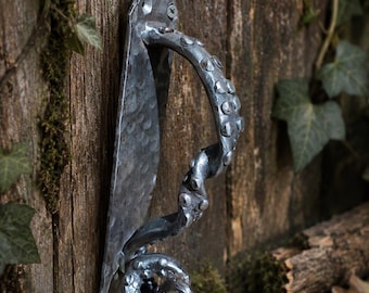 Hand Forged Octopus Tentacle Door Handle, Wrought Iron Cabinet Pull, Gothic Barn Hardware
