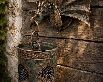 Aplique de pared con forma de dragón forjado a mano, lámpara gótica de hierro, decoración medieval de metal.