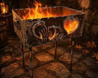 Handgeschmiedeter Stahlgrill, Viking BBQ, tragbare Feuerstelle, abnehmbarer Outdoor-Grill