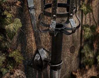 Hand Forged Medieval Torch Sconce, Rustic Viking Iron Lantern, Gothic Castle Wall Light