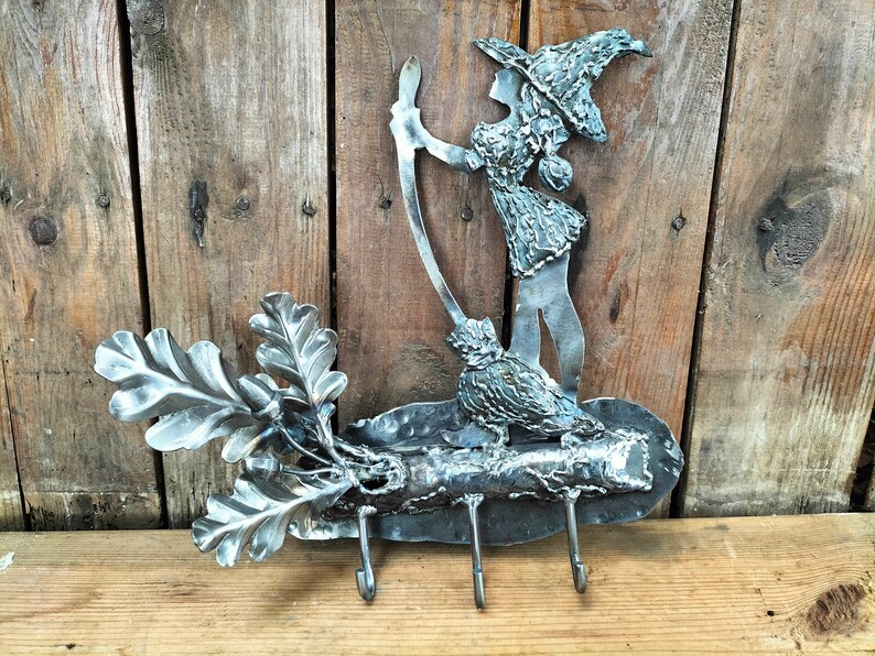 Steel Lady. Lady with a broom. Steel hanger. Decorative hook. Hallway decor. Housewarming gift. A gift for her. image 5