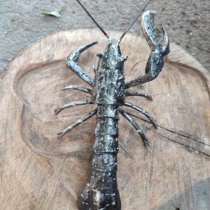 Home & Living Hand-Forged Metal Lobster Sculpture – Rustic River Theme Decor, Unique Gift, Handmade Art