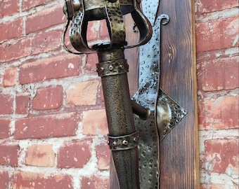 Forged Medieval Torch Sconce, Handcrafted Wrought Iron Viking Castle Lamp