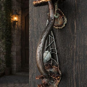 Maniglia per porta a forma di fungo, maniglia per porta fantasy, ferramenta in stile cottagecore boschivo, decorazioni per foresta incantata, maniglia per porta fatata in acciaio forgiato