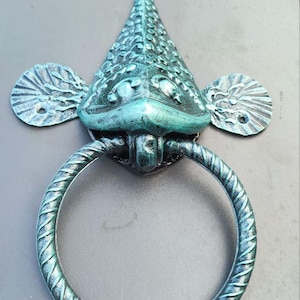 Handmade Fish Door Knocker – Unique Metal Door Handle – Nautical Home Decor