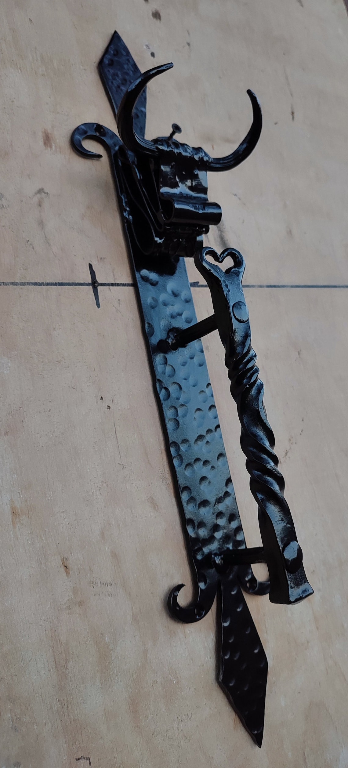 Wrought Iron Bull Door Handle | Rustic Barn Door Pull | Hand Forged ...