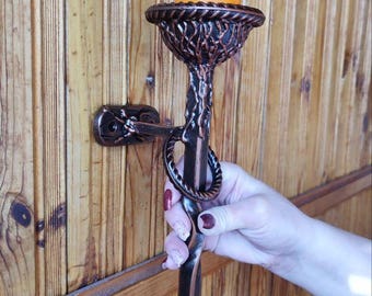 Forged Lamps & TorchesForged Gothic Wall Sconce | Medieval Iron Torch Candle Holder | Viking Home Decor