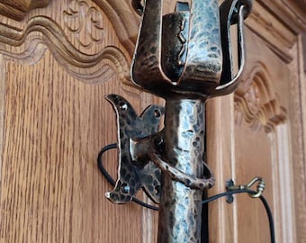 Hand Forged Iron Torch | Medieval Wall Sconce | Gothic Viking Lamp