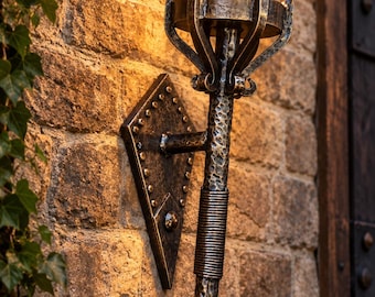 Hand-Forged Viking Wall Lantern, Medieval Wrought Iron Sconce, Gothic Outdoor Light (E27)