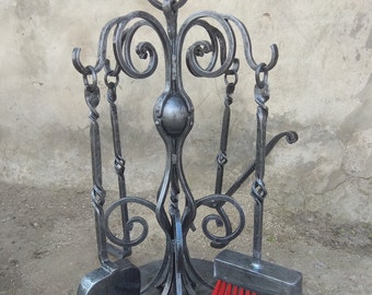 Conjunto de ferramentas para lareira de ferro forjado: acessórios para lareira de ferreiro