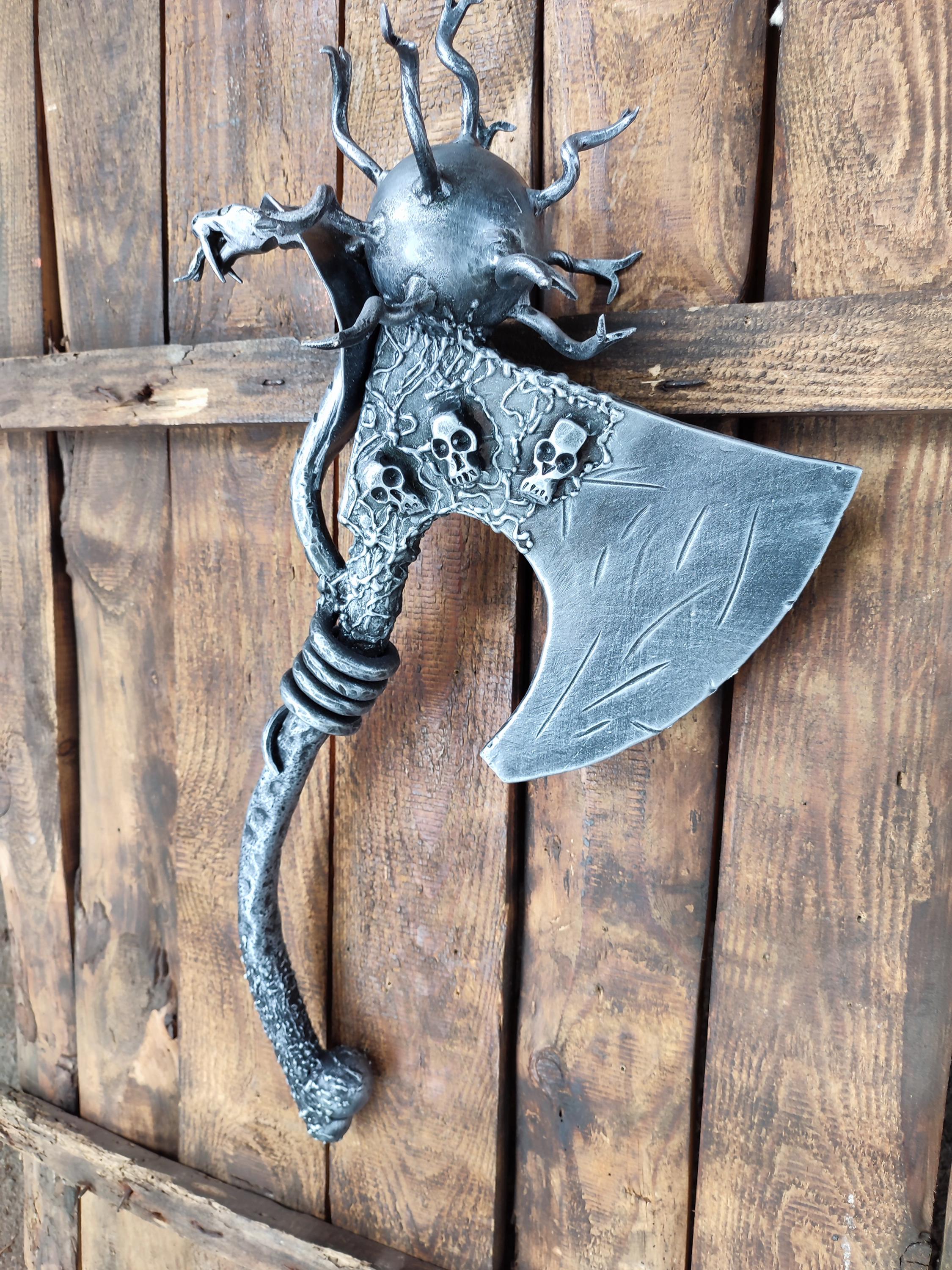 Forged Steel Skull Axe – Gothic Halloween Wall Decor - Etsy