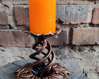 Hand Forged Wrought Iron Candle Holder | Classic Single Candlestick | Rustic Gothic Home Decor