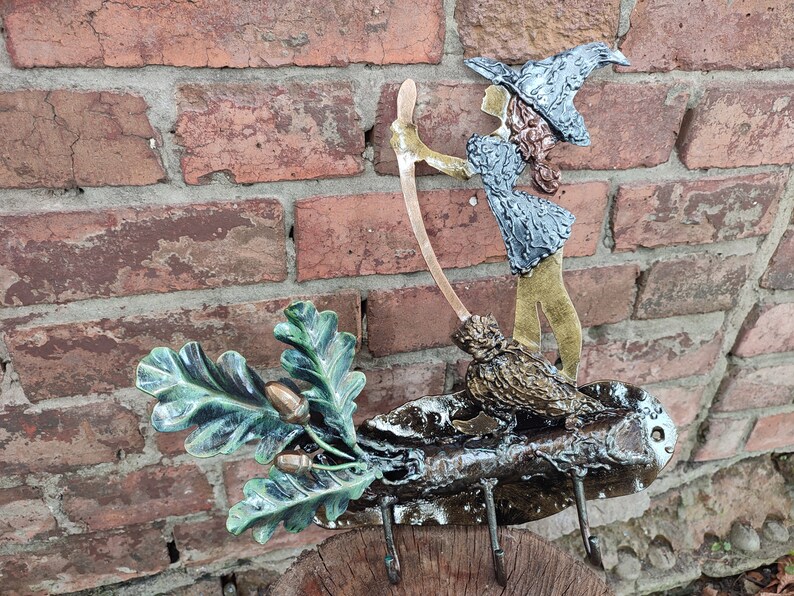 Steel Lady. Lady with a broom. Steel hanger. Decorative hook. Hallway decor. Housewarming gift. A gift for her. image 2