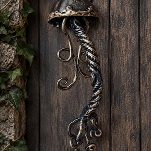 Jellyfish Door Handle, Nautical Door Pull, Ocean Door Hardware, Wrought Iron Handle, Coastal Decor, Sea Creature Handle, Handmade Metal