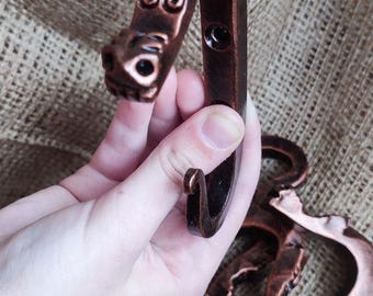 Forged Dragon Wall Hook, Gothic Medieval Iron Hanger, Fantasy Decor