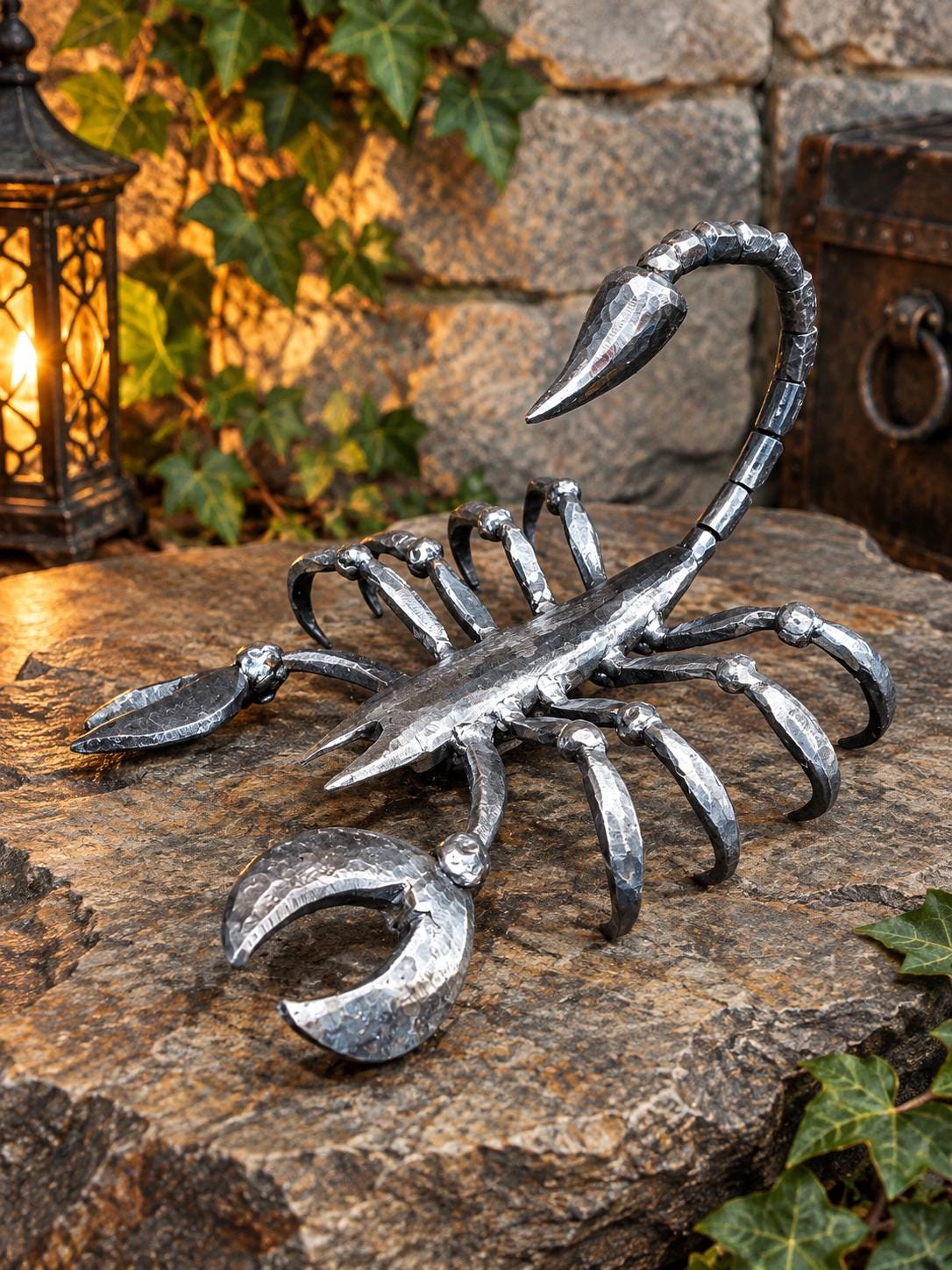 Hand Forged Metal Scorpion Sculpture, Gothic Insect Art, Garden