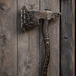 Viking Axe Door Handle, Hand Forged Iron Door Pull, Medieval Door Hardware, Rustic Gothic Handle, Custom Blacksmith Gift