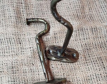 Forged Nail Wall Hook – Wrought Iron Rustic Hanger, Blacksmith Handmade Mount