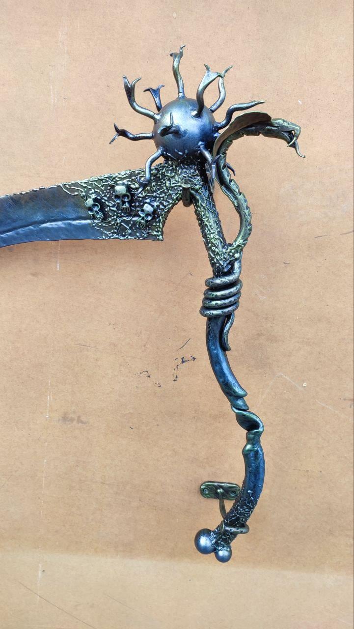 Hand Forged Grim Reaper Scythe – Gothic Metal Wall Hook, Dark