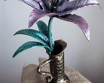 金属製 花模様装飾品 金属製の花、素朴なブーケ、錬鉄製アート、TheSteelStyleThings