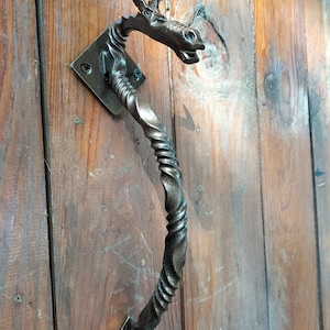 Hand Forged Steel Dragon Door Pull - Fantasy Decor