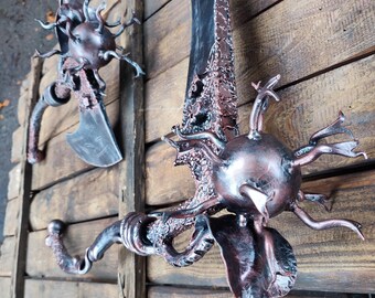 Gothic Scythe and Axe Set, Dark Fantasy Wall Decor, Medieval Skull