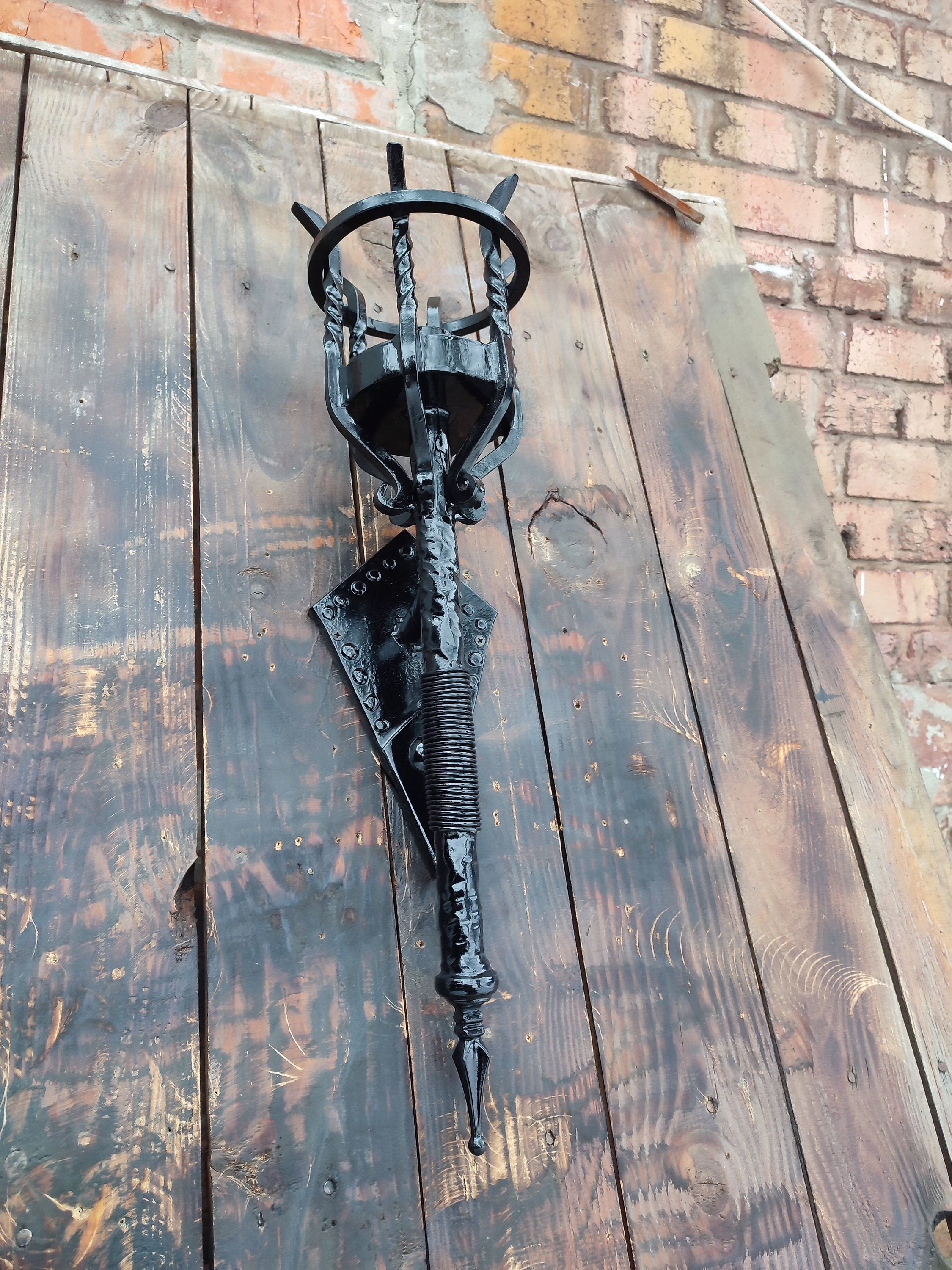 Iron Torch. Medieval Lighting. Lock. Viking Pit Light