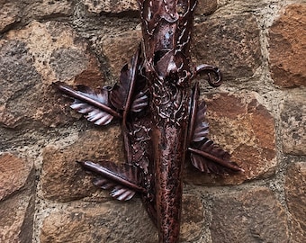Hand Forged Wrought Iron Medieval Torch Wall Sconce, Gothic Lantern Lighting