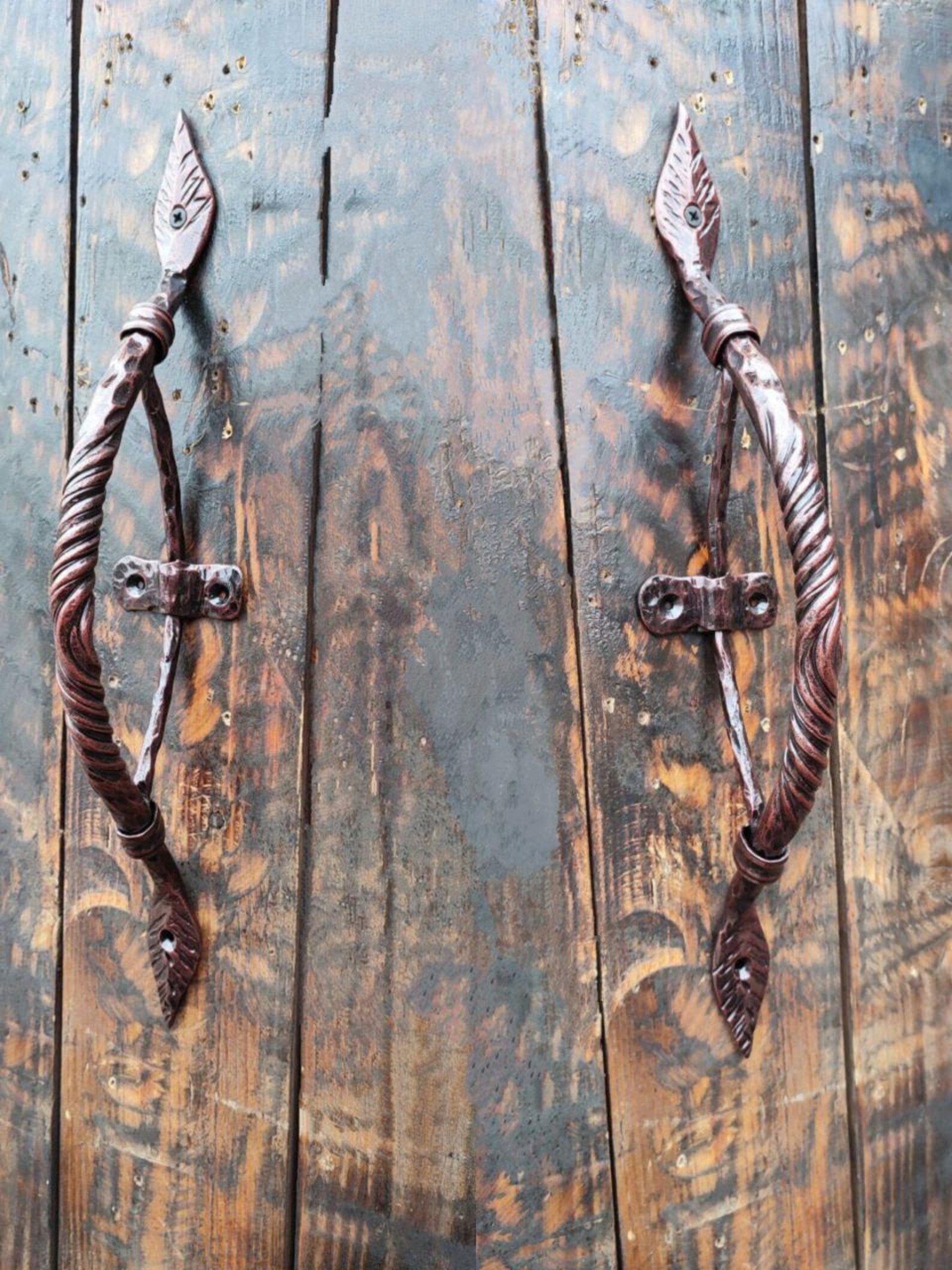 Wroughtiron Door Handle Medieval Style Rustic Decor Archery Blacksmith ...