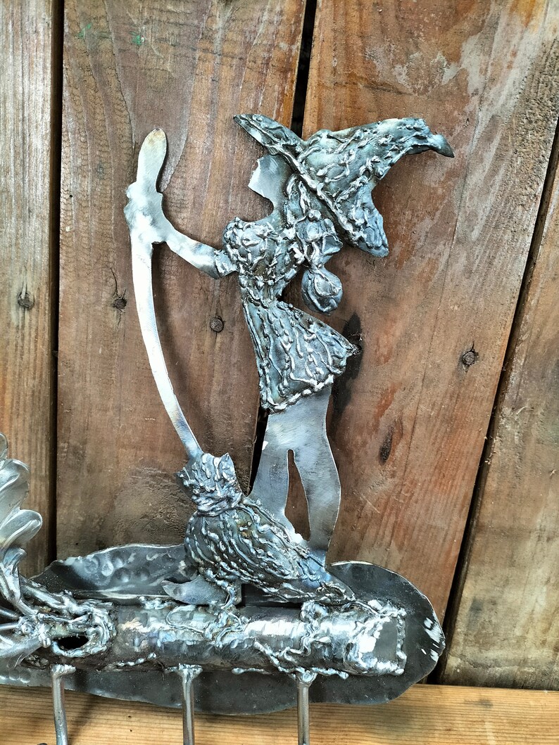 Steel Lady. Lady with a broom. Steel hanger. Decorative hook. Hallway decor. Housewarming gift. A gift for her. image 8