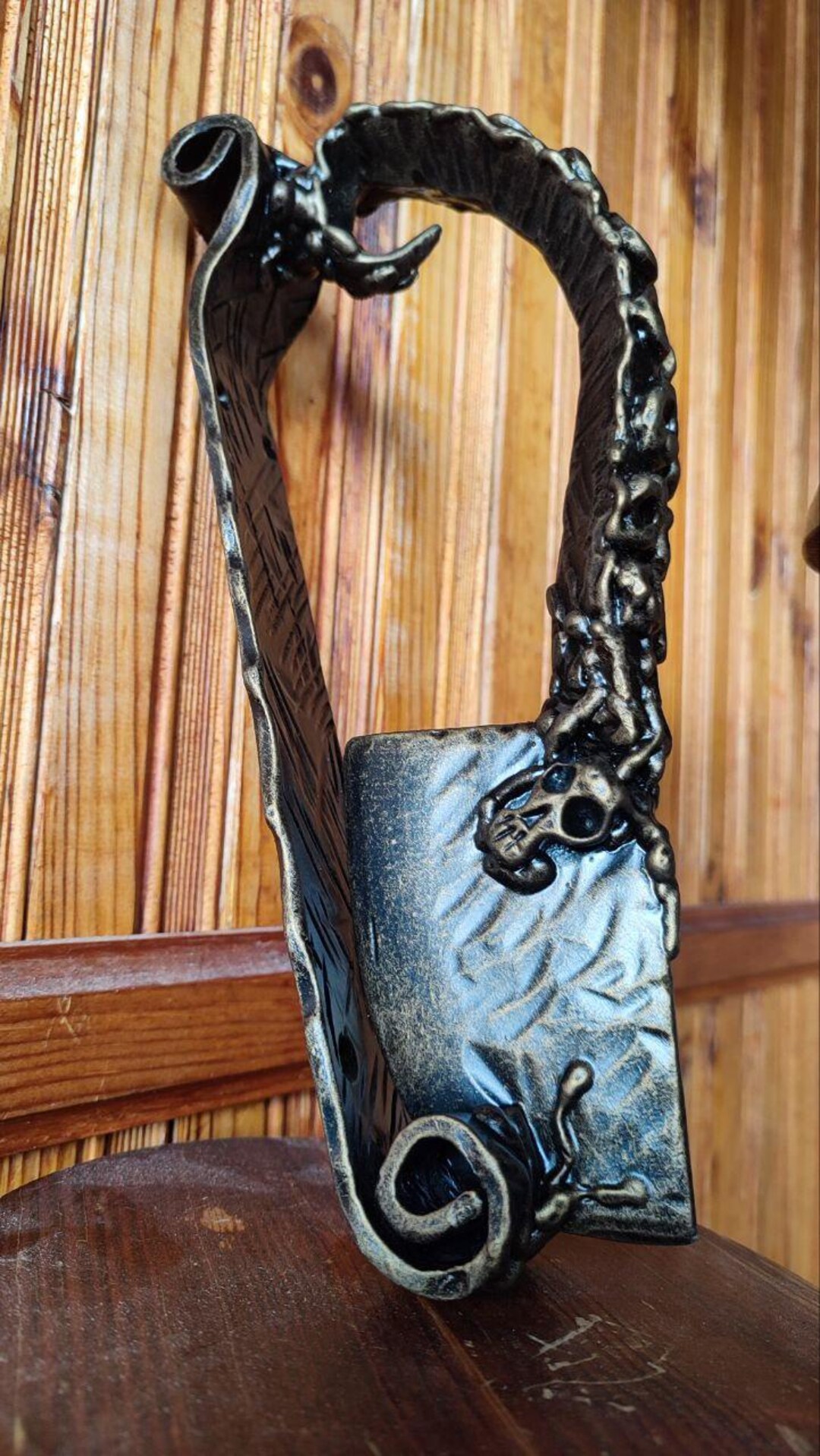 Forged Wrought Iron Kraken Tentacle Door Handle, Gothic Nautical