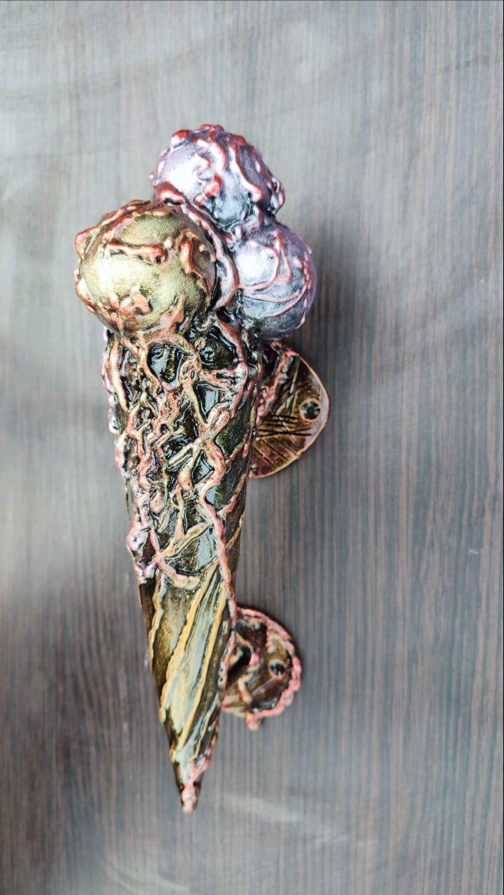 Hand-forged Ice Cream Cone Door Handle | Whimsical Iron Door Pull