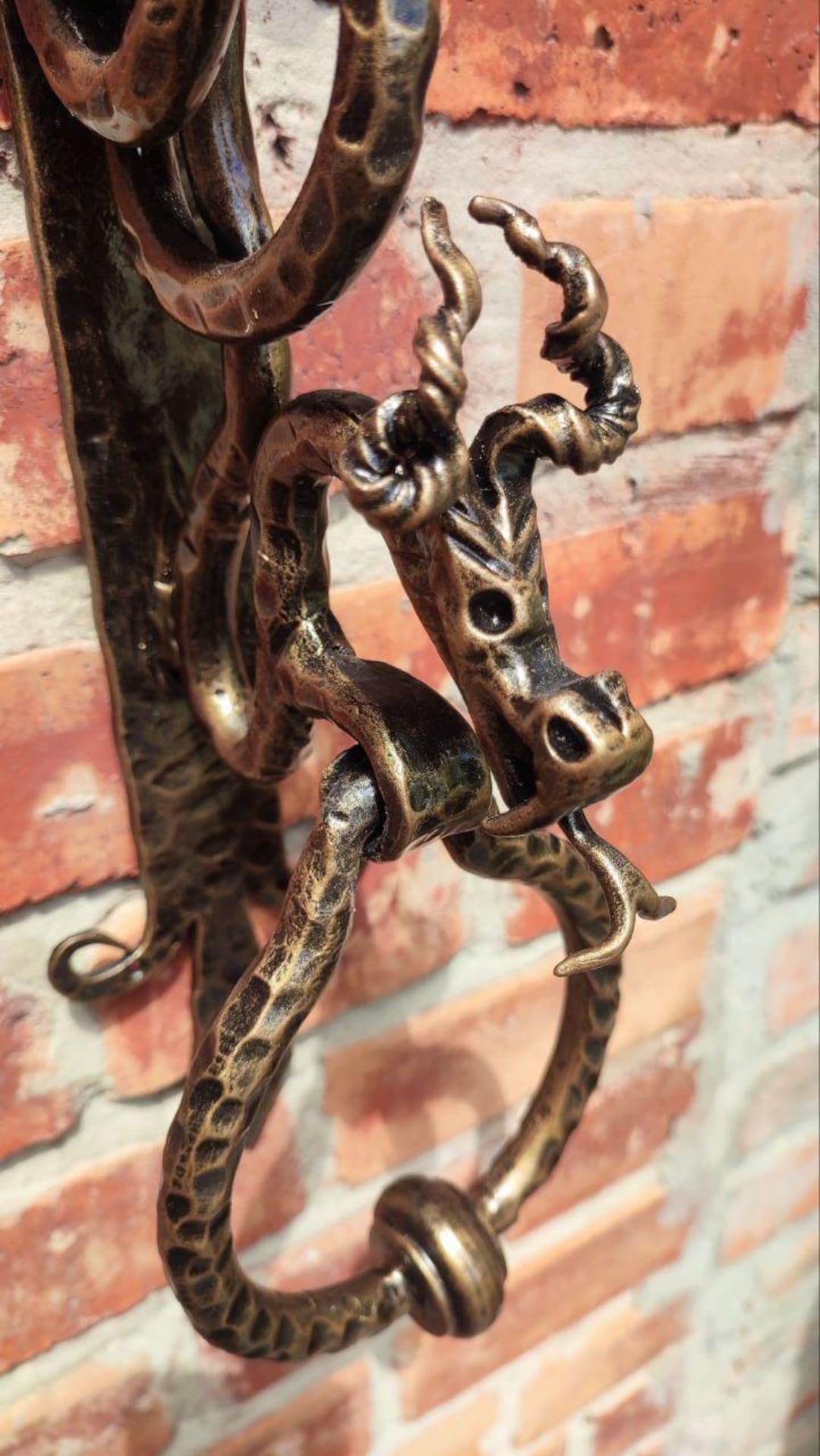 Hand Forged Wrought Iron Dragon Door Knocker – Medieval Gothic