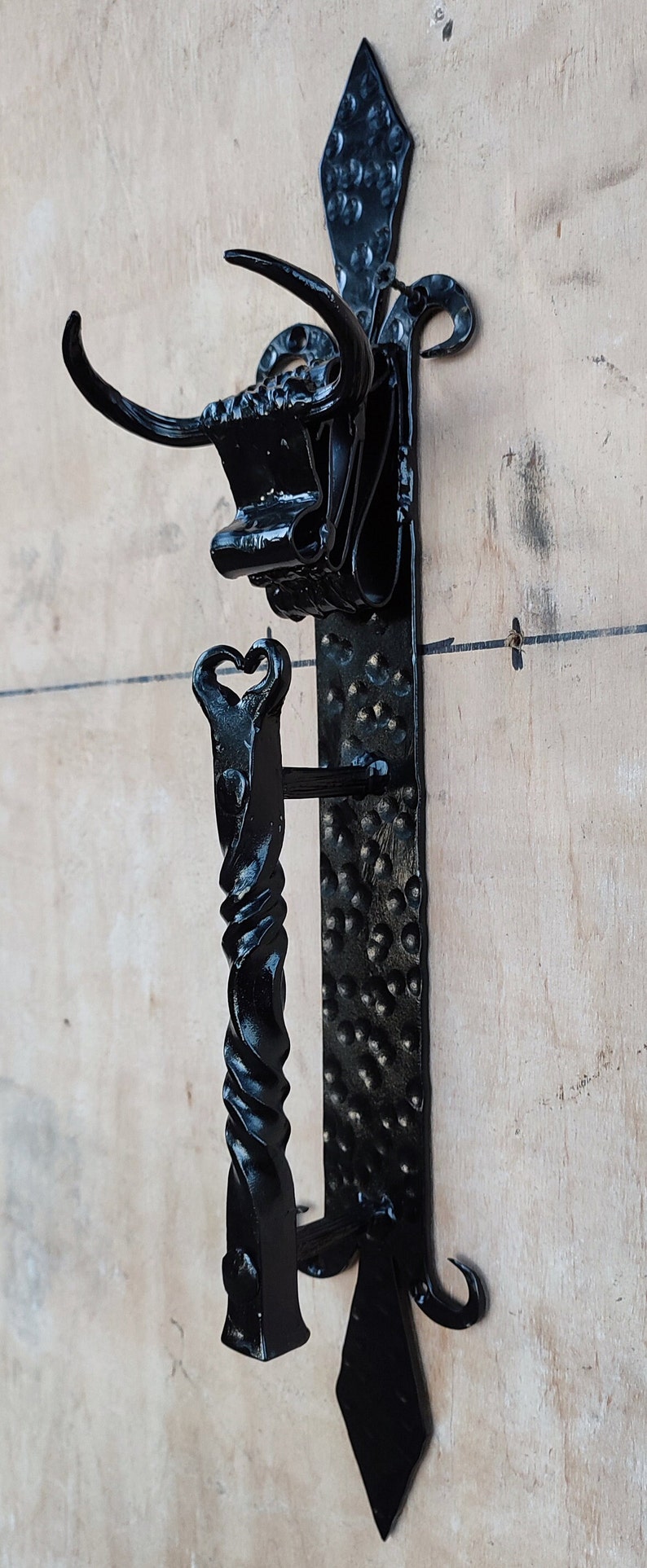Wrought Iron Bull Door Handle | Rustic Barn Door Pull | Hand Forged ...