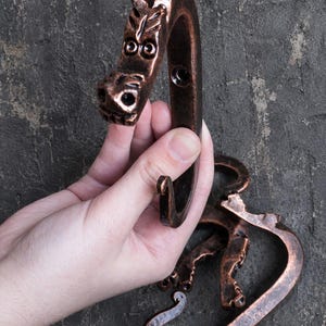 Geschmiedeter Drache Wandhaken, Gothic Mittelalter Eisen, Fantasy Dekor