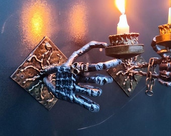 Handmade Skeleton Hand Candle Holder Set | Gothic Halloween Decor
