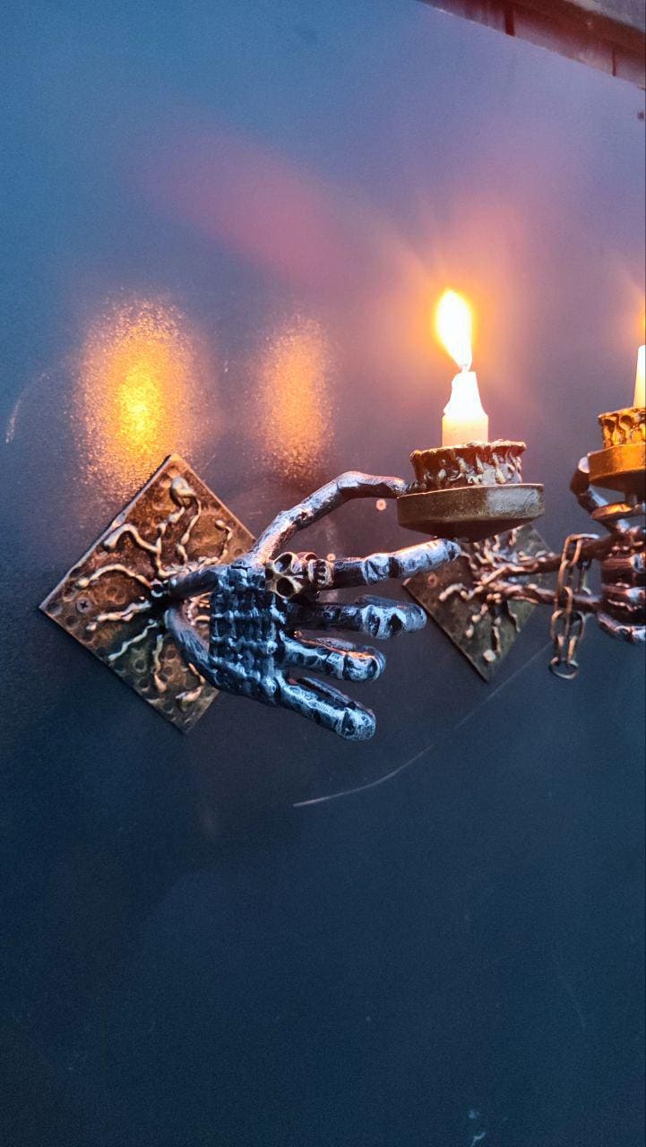 Handmade Skeleton Hand Candle Holder Set | Gothic Halloween Decor