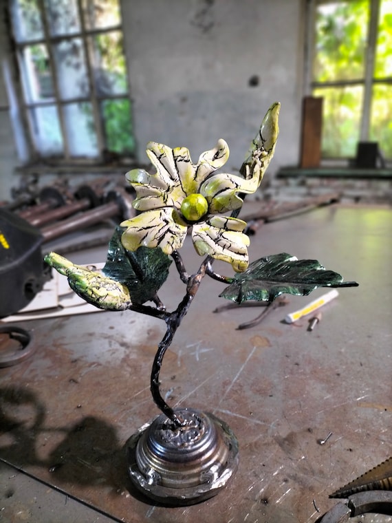 Handmade Wrought Iron Flower Sculpture: Gothic Rustic Decor - Etsy