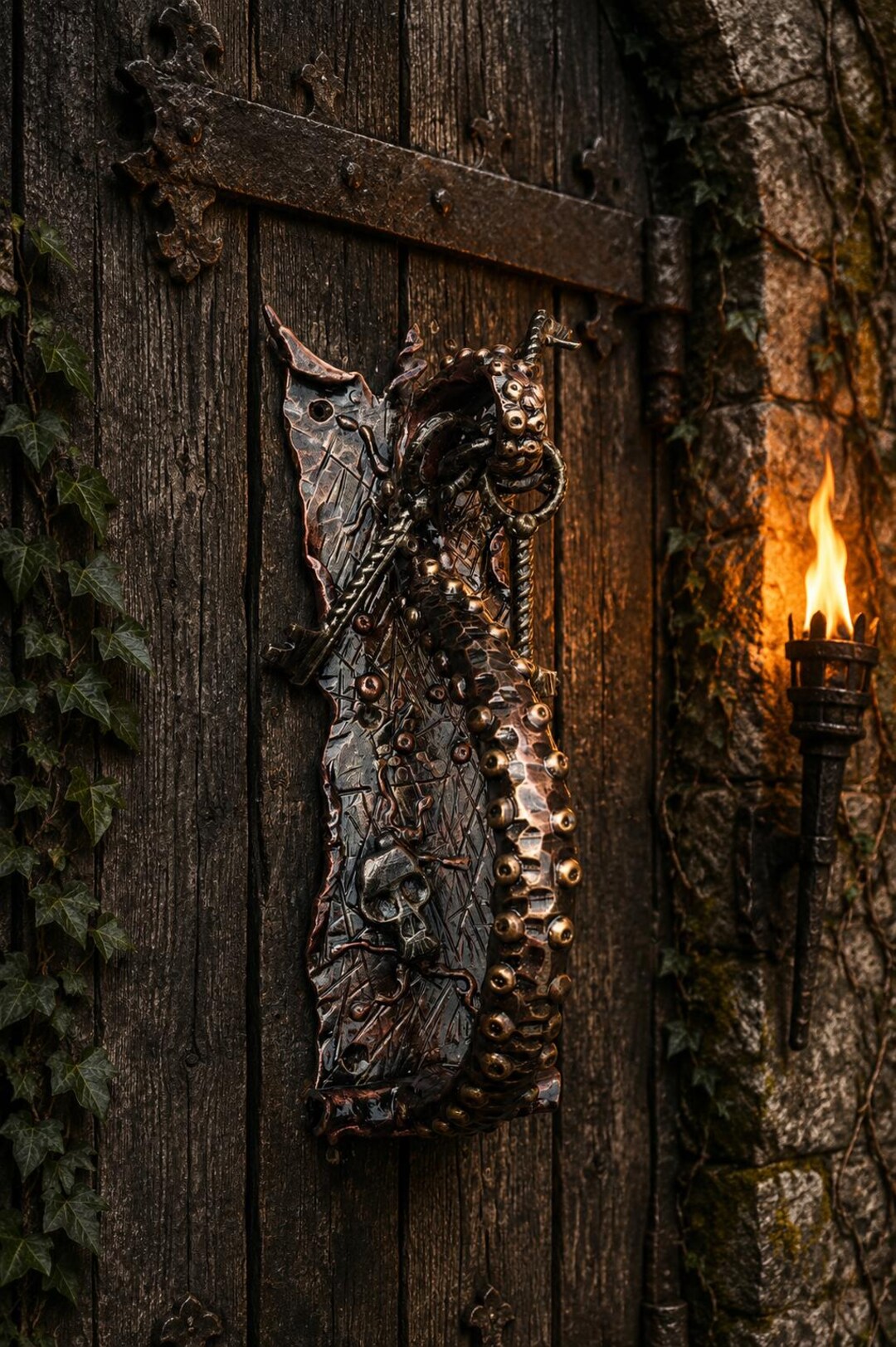 マダラの鉤爪門　d Kraken Tentacle Door Handle With Keys, Gothic Pirate Door Pull