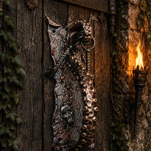 Kraken Tentacle Door Handle with Keys, Gothic Pirate Door Pull, Octopus Handle, Dark Fantasy Hardware, Nautical Decor, Handmade Iron