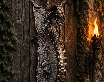 Kraken Tentacle Door Handle with Keys, Gothic Pirate Door Pull, Octopus Handle, Dark Fantasy Hardware, Nautical Decor, Handmade Iron