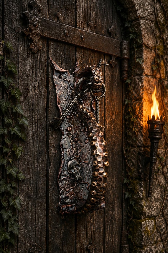 Kraken Tentacle Door Handle With Keys, Gothic Pirate Door Pull