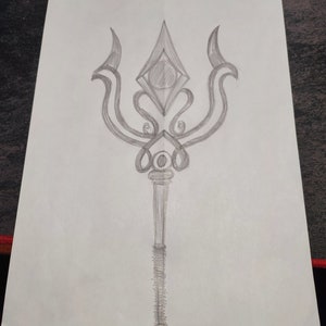 Project. Replica of Poseidon&#39;s trident. Forged trident. Anniversary gift. Theme party.