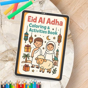 Livre d'activités et de coloriage pour l'Aïd al-Adha - 40 pages imprimables de loisirs créatifs de l'Aïd, activités du Hajj pour les enfants, imprimable de l'Aïd ul Adha, apprentissage islamique amusant