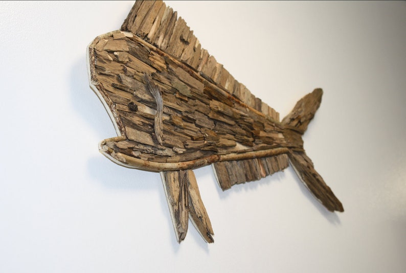 Fish Mahi Mahi Handmade Driftwood Wall Art Driftwood Fish Wall Etsy