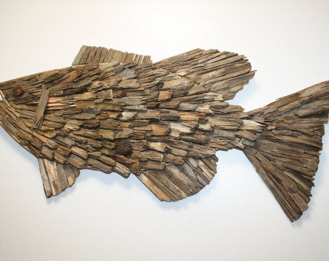 Handmade Driftwood Fish Bass .wall Art. Driftwood Decor. Etsy